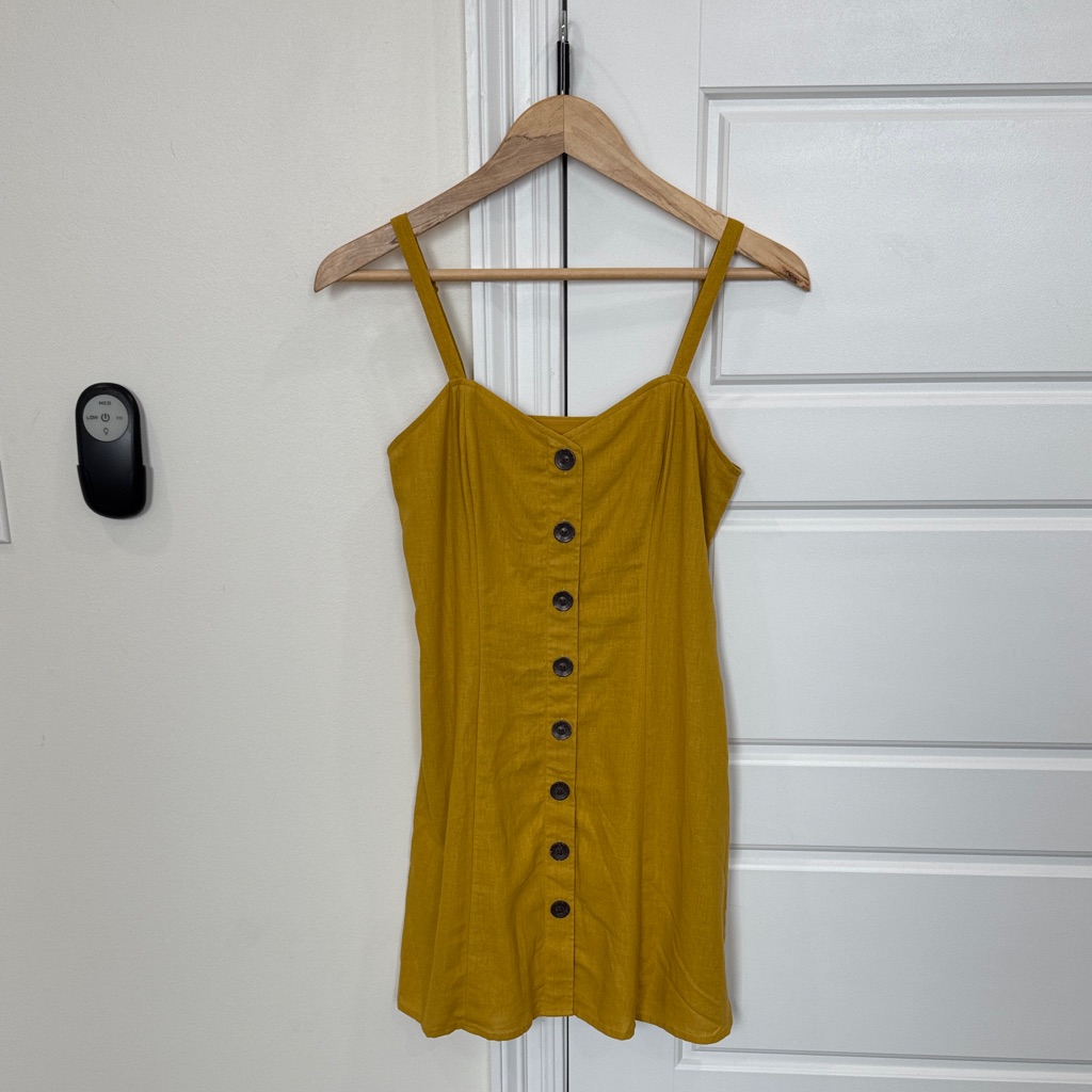 Express Women’s Linen Summer Spring Dress Yellow Mustard Light And Airy, Xs